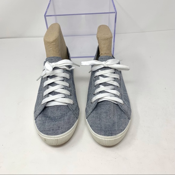 H&M Women sz 8.5 Gray/Navy Blue Canvas Flat Sneaker Shoe RN101255 - Picture 3 of 9